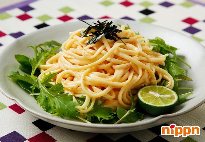 すだち明太子かるぼなーらの冷製生パスタ