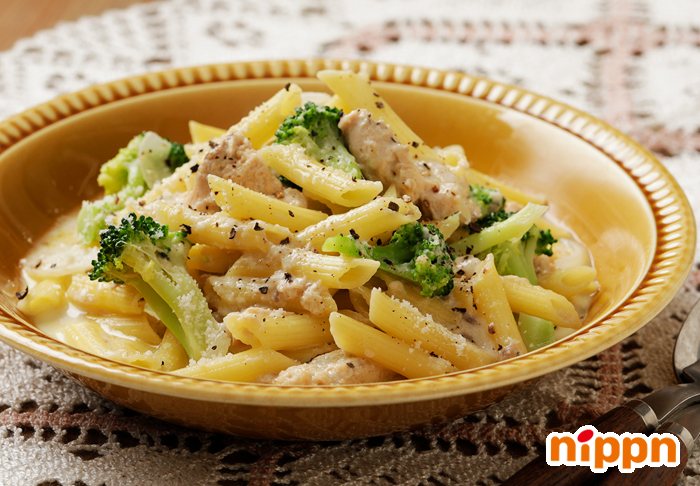 鮭缶でワンポットクリームペンネ